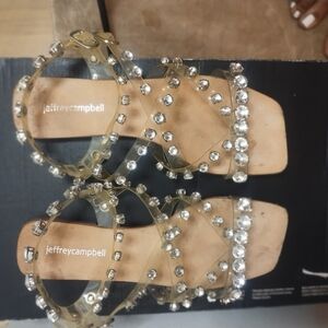 Jeffrey Campbell Clear Sandals with Silver Embellishments  Size 38/7